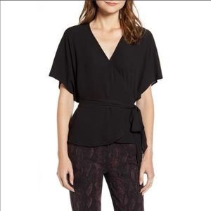 Chelsea 28 wrap style blouse in black